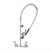 EverSteel 8-Inch Wall Mount Pre-Rinse Mixing Faucet with 18-Inch Riser and 44-Inch Hose