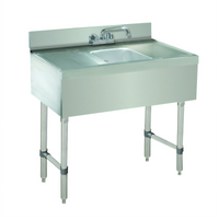 Advance Tabco Underbar Basics 1-Compartment Stainless Steel Bar Sink with Dual Drainboards and Deck-Mount Faucet
