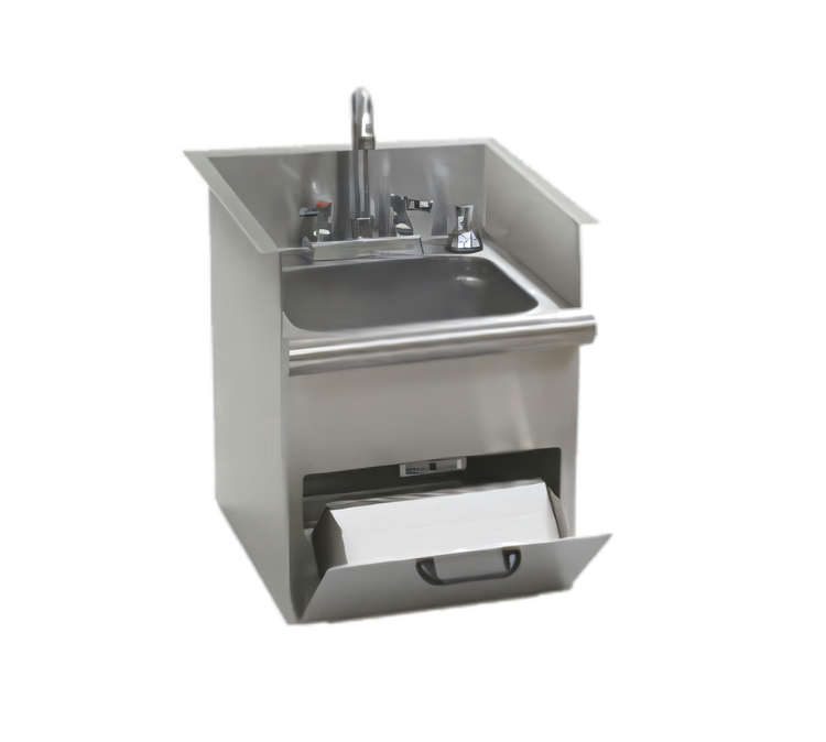 Product image #1 for Eagle Group Drop-In 1-Compartment 304 Stainless Steel Hand Sink with Towel Dispenser, Faucet, and Access Door