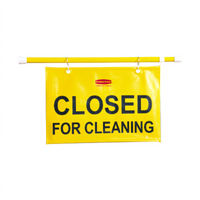 Rubbermaid Commercial Closed For Cleaning Safety Sign, English, Yellow, 44 x 13 Inches