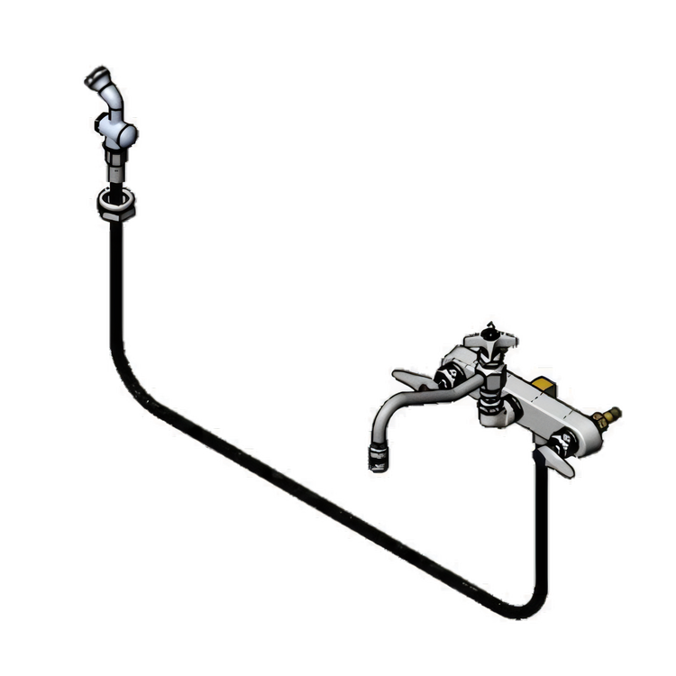 Product image #1 for T&S Brass Workboard Faucet with 8-Inch Swing Nozzle and Hose Spray, 8-Inch Centers