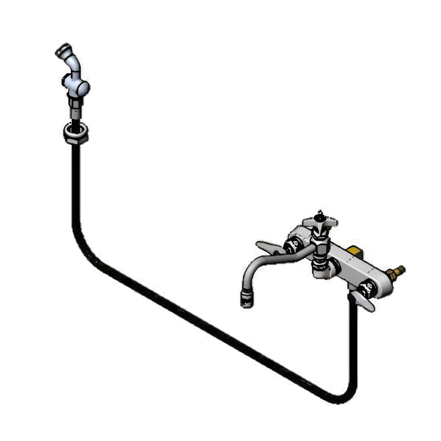 Product image #1 for T&S Brass Workboard Faucet with 8-Inch Swing Nozzle and Hose Spray, 8-Inch Centers