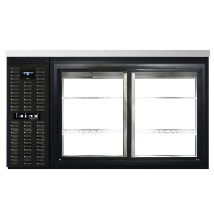 Product image #1 for Continental Refrigerator BB59NSGDPT 59" Back Bar Display Pass-Thru Cooler with Sliding Glass Doors