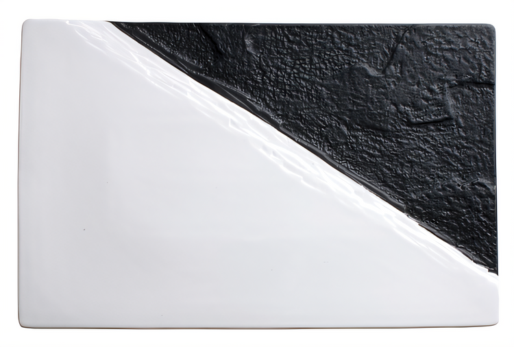 Product image #2 for Ardesia Rectangular Porcelain Dual-Texture Platter, 15-1/2 x 10 Inches, Black & White, 2-Pack