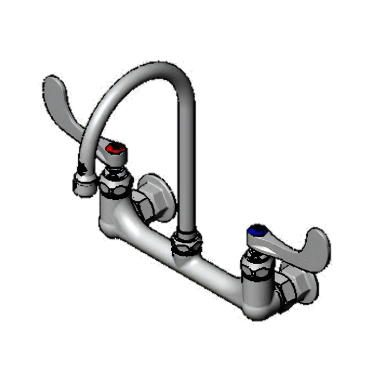 Product image #1 for T&S Brass B-0330-04 Wall Mount Surgical Sink Mixing Faucet with 5-3/4-Inch Swivel/Rigid Gooseneck