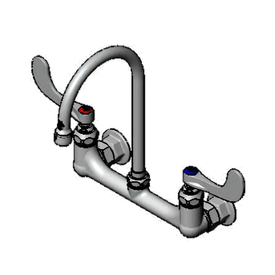 Product image #1 for T&S Brass B-0330-04 Wall Mount Surgical Sink Mixing Faucet with 5-3/4-Inch Swivel/Rigid Gooseneck
