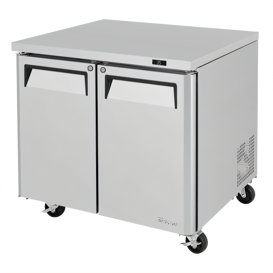 Product image #1 for Turbo Air M3 Two-Section Undercounter Refrigerator, 9.0 Cu. Ft., Self-Contained Rear-Mount, Stainless Steel, Solid Swing Doors