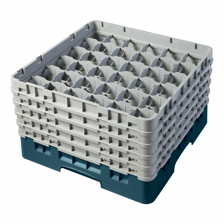 Product image #2 for Camrack Full Size 36-Compartment Glass Rack with 5 Soft Gray Extenders, Teal