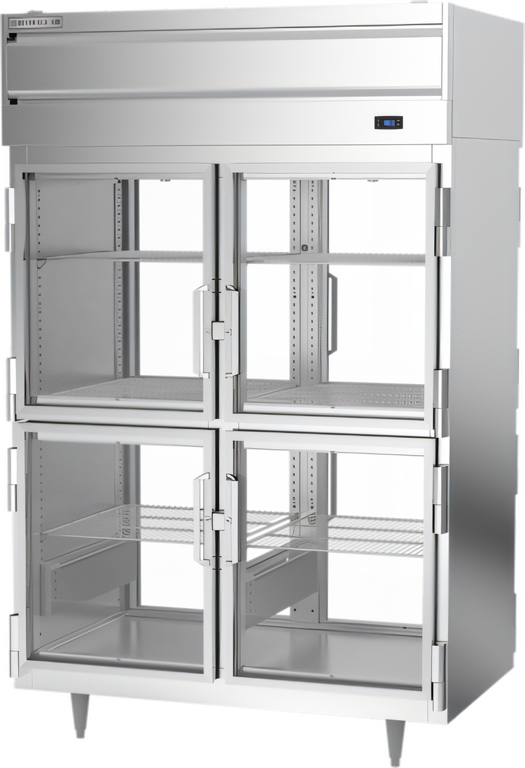 Product image #1 for Beverage-Air P Series Pass-Thru Two-Section Pizza Holding Cabinet with 8 Half-Height Glass Doors