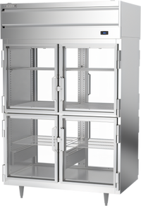 Beverage-Air P Series Pass-Thru Two-Section Pizza Holding Cabinet with 8 Half-Height Glass Doors