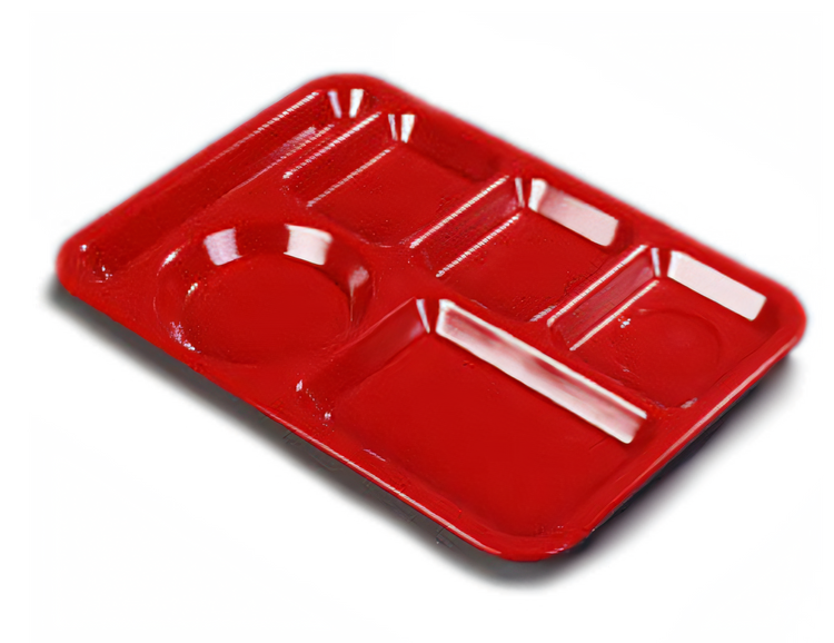 Product image #1 for Carlisle Left-Handed 6-Compartment Rectangular Tray, 13-7/8 x 10 Inch, Red Polypropylene