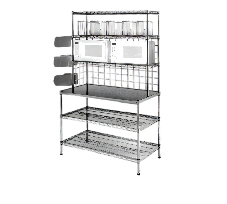 Product image #1 for 48-Inch Stainless Steel Microwave Prep Table with Wire Overshelves and Undershelves