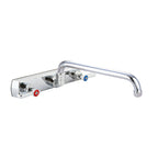 Thumbnail image #1 for BK Resources OptiFlow BKF-8SM-18-G Lead-Free Chrome Commercial Splash-Mount Faucet, 8-Inch Centers, 18-Inch Double-Jointed Swing Spout