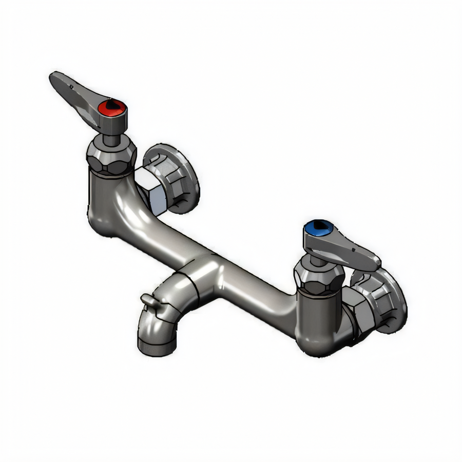 Product image #1 for T&S Brass Wall-Mount 8-Inch Center Service Sink / Mop Sink Mixing Faucet with Vacuum Breaker and Lever Handles