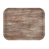 Cambro Décor Series Camtray Rectangular Fiberglass Cafeteria Tray with EpicTread Non-Skid Surface, 16 x 12 Inches, Light Oak