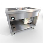 Thumbnail image #1 for Duke Manufacturing Thurmaduke TFCP-46SS-N7 3-Section Flush-Mount Mobile Refrigerated Cold Pan Unit, 46-Inch, Stainless Steel, R290