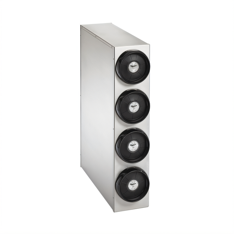 Product image #1 for Countertop 4-High Stainless Steel Cup Dispenser Cabinet with 4 INC-80 Gasket-Style Cup Dispensers