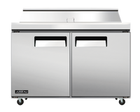 Juneau 60-Inch Two-Section Refrigerated Prep Table, Rear-Mount Self-Contained, 16 1/6 Pan Capacity