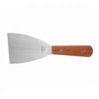 Winco Small Stainless Steel Grill Scraper with Wooden Handle, 4-1/2 x 3-1/8 Inch Blade