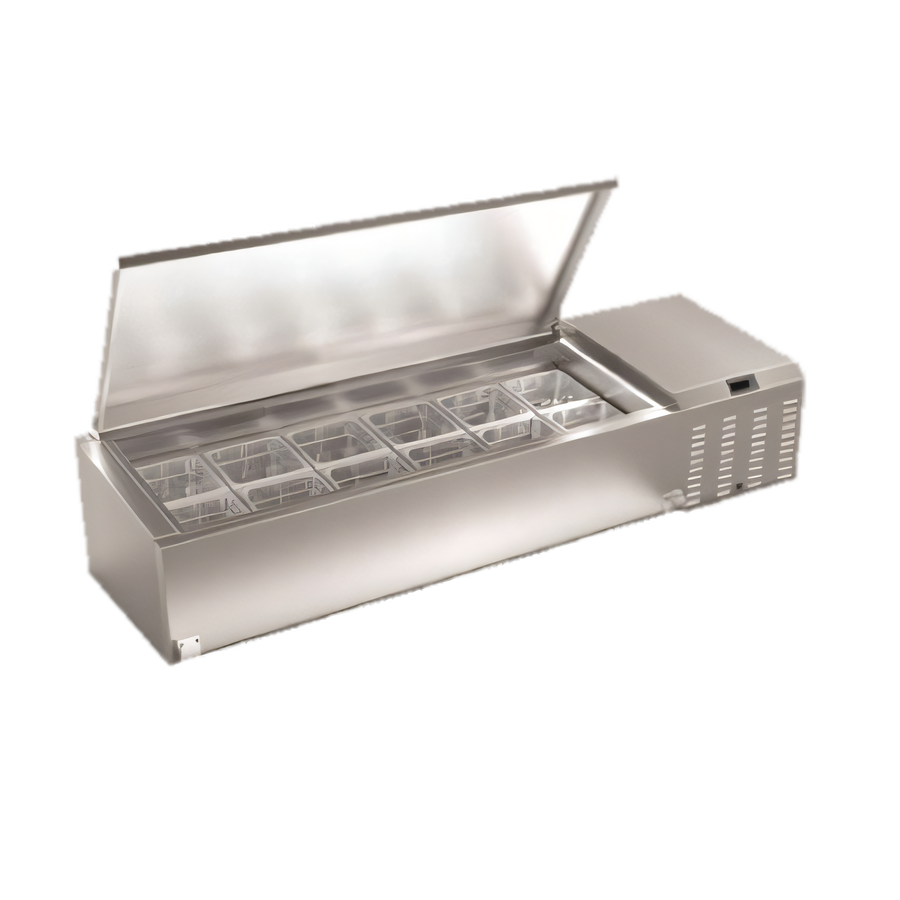 Product image #1 for Serv-Ware 46-Inch Refrigerated Topping Rail, 8 x 1/6 Pan Capacity, 115V