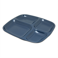 Carlisle School 4-Compartment Melamine Compartment Tray, Café Blue, Rectangular