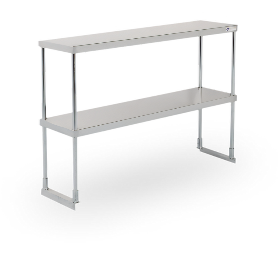 Product image #1 for 72 Inch Wide Double-Tier 18 Gauge 430 Stainless Steel Over Shelf for Work Tables