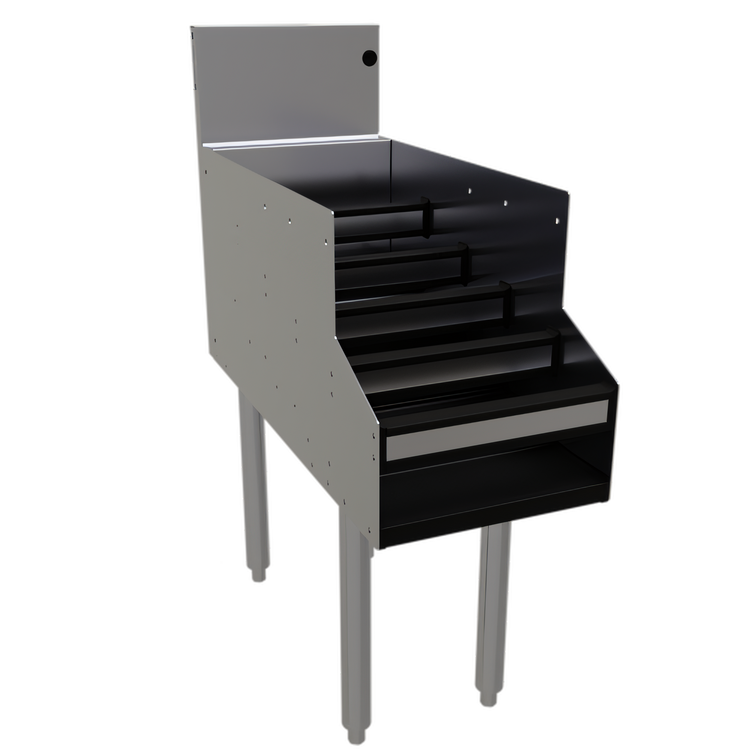 Product image #1 for Glastender Free-Standing Stainless Steel Underbar Liquor Steps, 12" W x 29" D, 5-Step