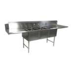 Thumbnail image #1 for John Boos DT3B18244-2D18R-X 3-Compartment Stainless Steel Dishtable/Pot Sink, 2 Drainboards, Left Dish Machine Attachment, 10" Backsplash