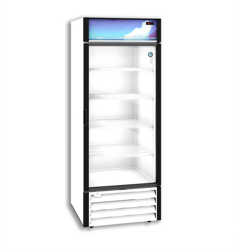 Product image #1 for 26 Cu. Ft. White Glass Door Reach-In Merchandiser, One Section, Bottom-Mount Self-Contained
