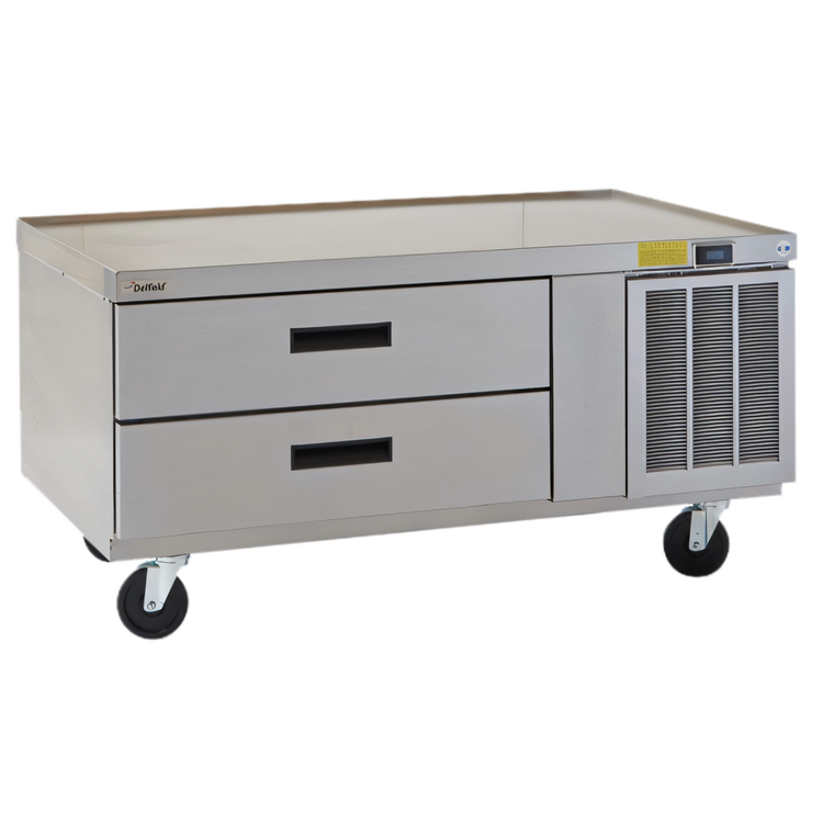 Product image #1 for Delfield Low Profile Refrigerated Equipment Stand, 56-1/4 Inch Wide, 2 Drawers, Side-Mounted Self-Contained Refrigeration