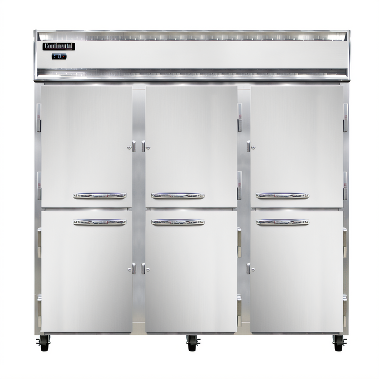 Product image #1 for Continental Refrigerator 3FNSAHD Three-Section Reach-In Freezer with Half-Height Solid Doors