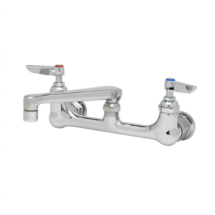 Product image #1 for T&S Brass 8-Inch Adjustable Center Wall Mount Double Pantry Mixing Faucet with 6-Inch Cast Swivel Spout