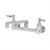 Thumbnail image #1 for T&S Brass 8-Inch Adjustable Center Wall Mount Double Pantry Mixing Faucet with 6-Inch Cast Swivel Spout