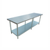 Thumbnail image #1 for Elite Series 96-Inch x 24-Inch Stainless Steel Flat Top Work Table with Galvanized Undershelf and 6 Legs