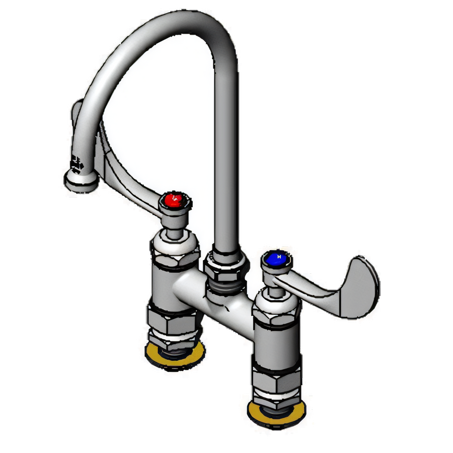 Product image #1 for T&S Brass 4" Centers Deck Mount Mixing Faucet with 5-3/4" Swivel Gooseneck Spout