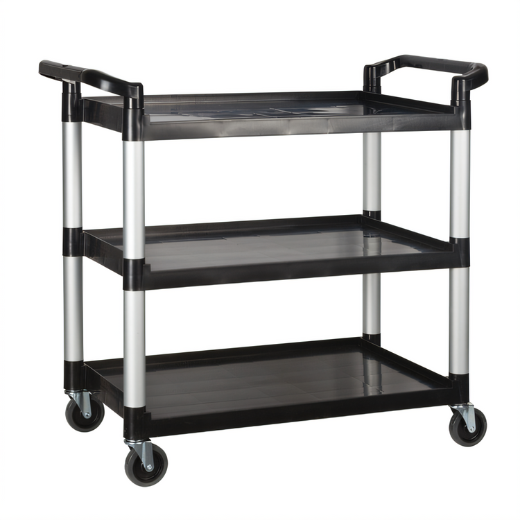 Product image #1 for Winco 3-Tier Plastic Utility Bus Cart, 40-3/4 x 19-1/2 x 37-3/8 Inches, Black