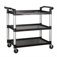 Winco 3-Tier Plastic Utility Bus Cart, 40-3/4 x 19-1/2 x 37-3/8 Inches, Black