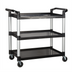Thumbnail image #1 for Winco 3-Tier Plastic Utility Bus Cart, 40-3/4 x 19-1/2 x 37-3/8 Inches, Black