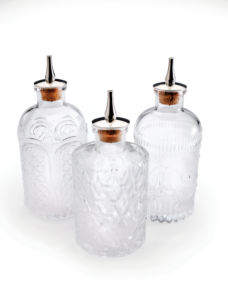Product image #1 for Barfly Retro Glass Bitters Bottle Set with Stainless Steel Dasher Tops, 3-Piece