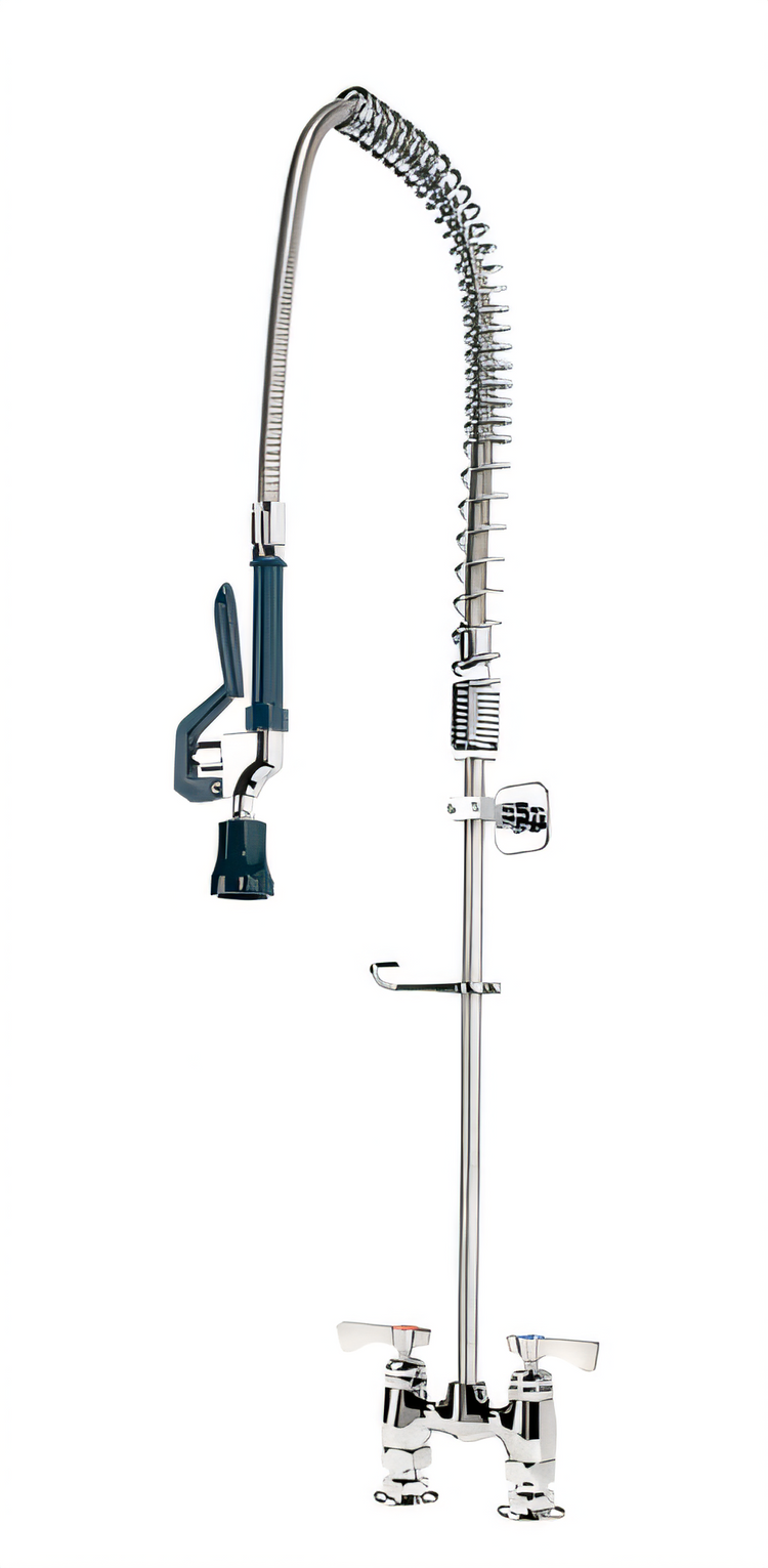 Product image #1 for Krowne Royal Series Deck-Mount Pre-Rinse Faucet Assembly, 4-Inch Centers, Spring-Action Gooseneck, 38-Inch Hose