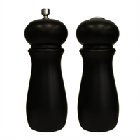 Winco Round Salt Shaker and Pepper Grinder Set, Rubberwood, Black Matte Finish, 2-1/4 Inch Dia. x 6 Inch H