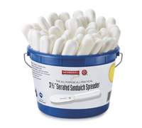 Mundial 3-1/2 Inch Serrated Sandwich Spreader with Stainless Steel Blade and White Polypropylene Handle, 48-Piece Bucket