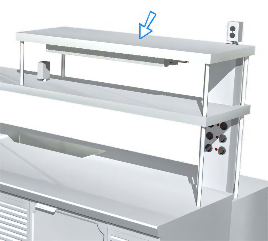 Product image #1 for La Rosa Single-Deck Stainless Steel Overshelf for Work Tables, Up to 15 Inches Wide, Per Linear Foot