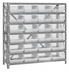 Thumbnail image #1 for Quantum Heavy-Duty Stationary Wire Shelving Unit with 7 Shelves and 24 Clear Bins, 36 x 18 x 39 Inches