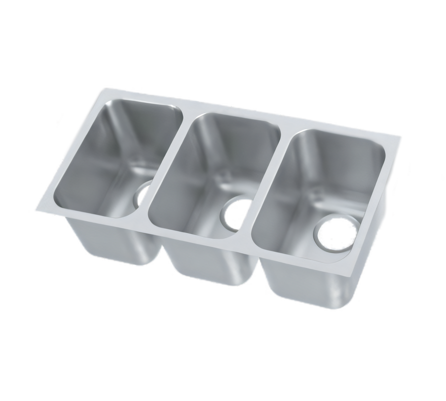Product image #1 for Vollrath Three-Compartment Weld-In / Undermount Sink, 20 Gauge Stainless Steel, 14" x 9" x 9-3/4" Deep