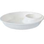 Thumbnail image #1 for Crestware Servizio SER14 Round Ceramic Dip Tray, 12 in, 2 Compartments, Pearl White Case of 8