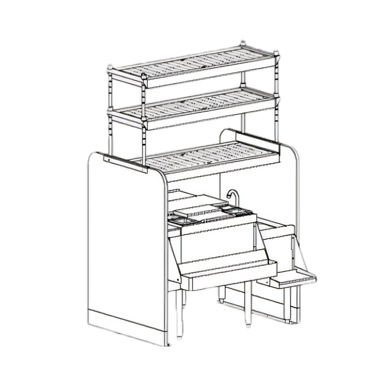 Product image #1 for Perlick Top Shelf PTS42R-LF 42-Inch Pass-Thru Underbar Ice Bin/Cocktail Station with Dual Sinks and Overshelves