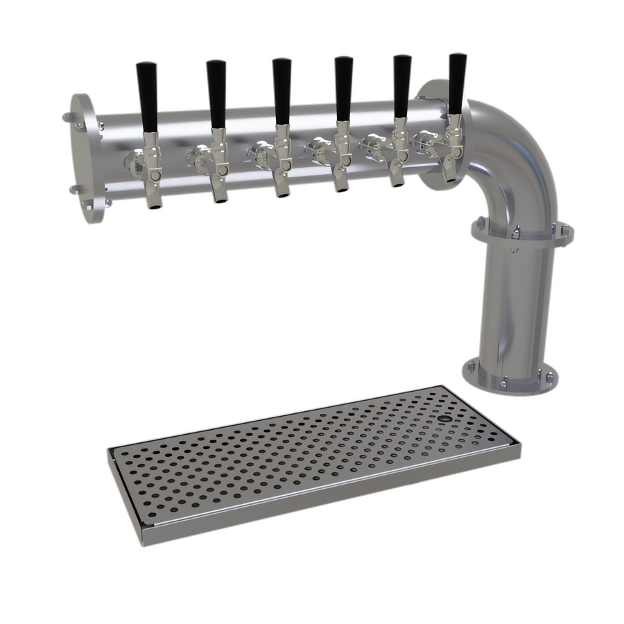 Product image #1 for Glastender Pipe Cantilever Draft Dispensing Tower, Countertop, 6-Faucet, Glycol-Cooled, Stainless Steel