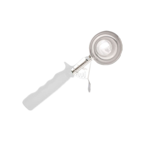 Product image #1 for Crestware #6 Deluxe Thumb Press Disher, 4 to 5 oz, 18/8 Stainless Steel, White Ergonomic Handle