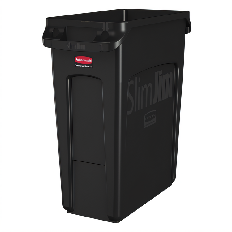 Product image #1 for Rubbermaid Commercial Slim Jim 16-Gallon Rectangular Open-Top Waste Container, Black
